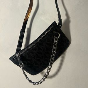 Michael Kors MK Fanny Pack Belt with Pull Chain, Black/Grey